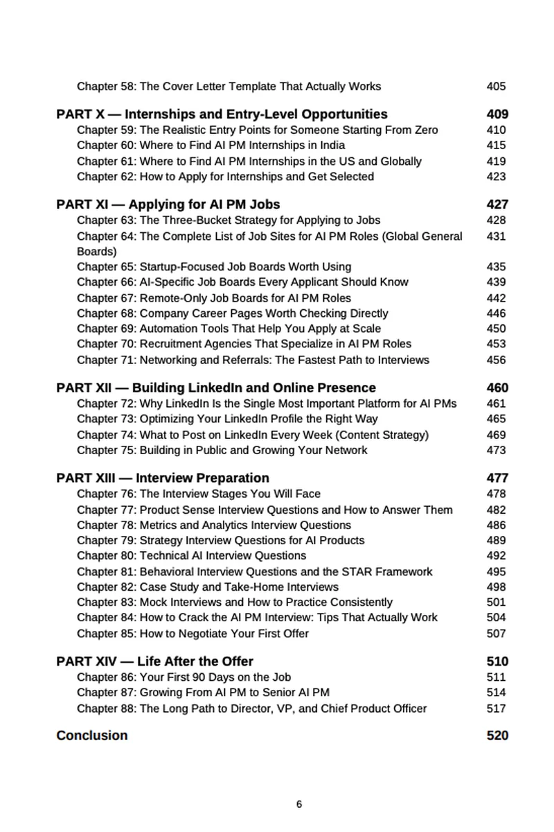 Table of contents, page 6