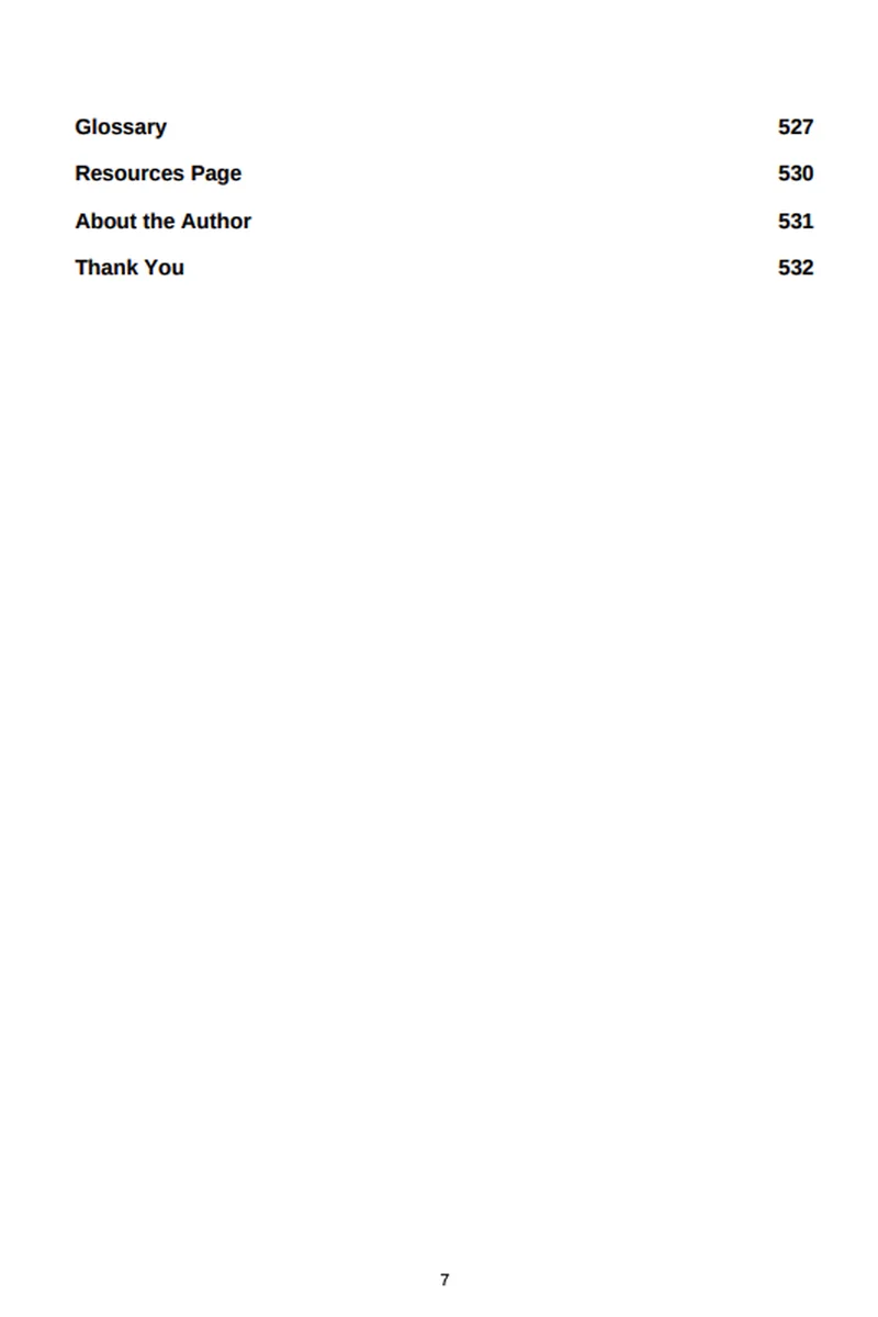 Table of contents, page 7